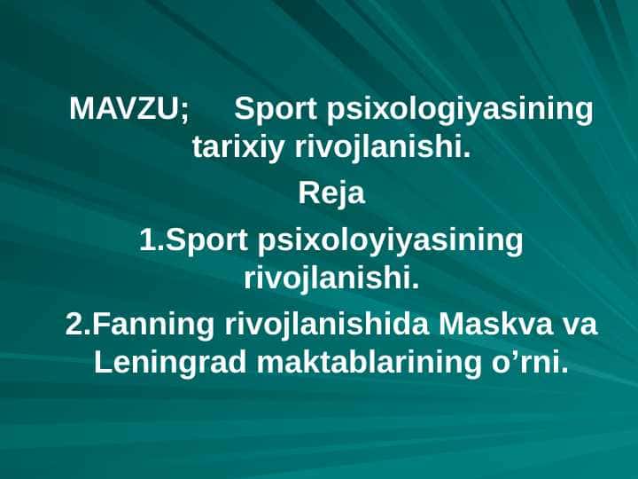 Spоrt psiхоlоgiyasining tariхiy rivоjlanishi