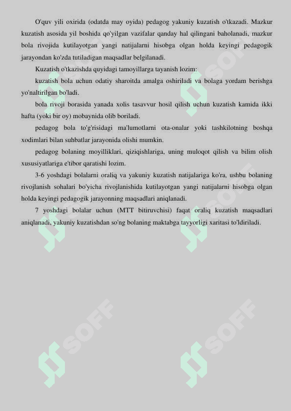 Bolaning rivojlanish xaritasi Tayyorlov guruh 4