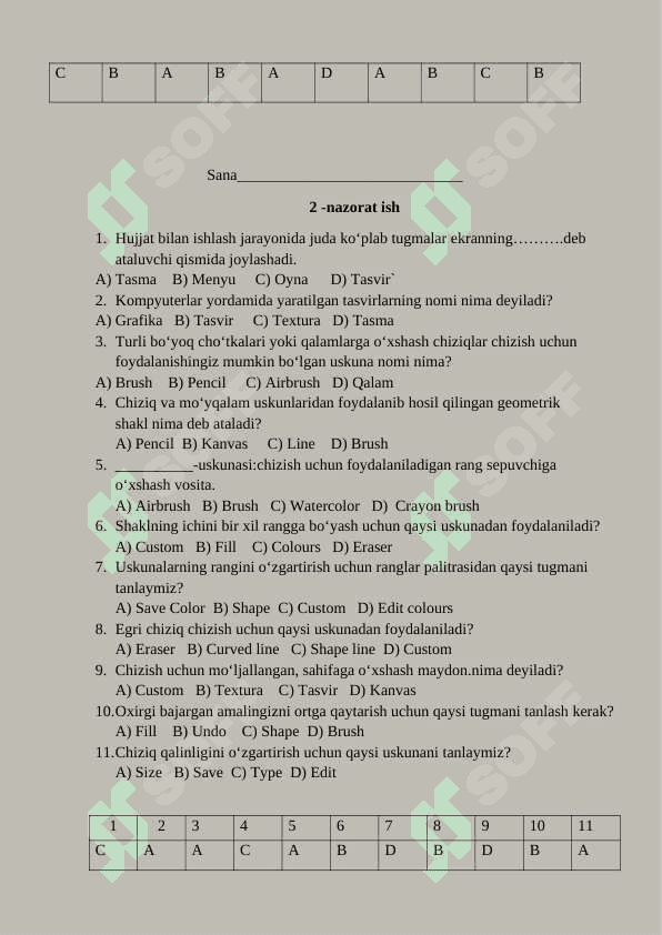 5-sinf Informatika Nazorat ishi savollari 4