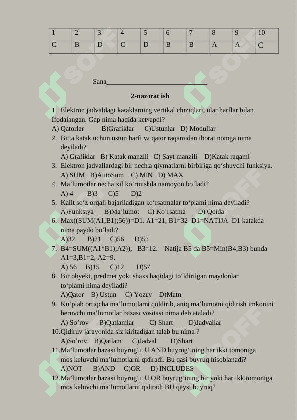 6-sinf Informatika Nazorat ishi savollari 4