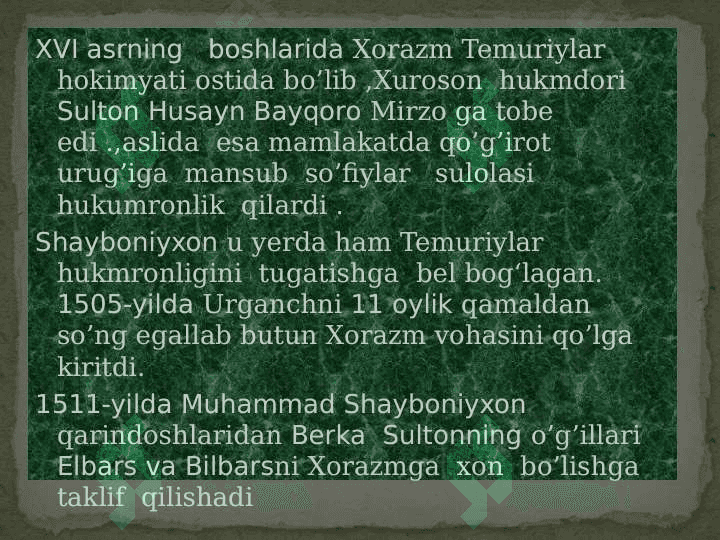Xiva xonligining tashkil topishi 3