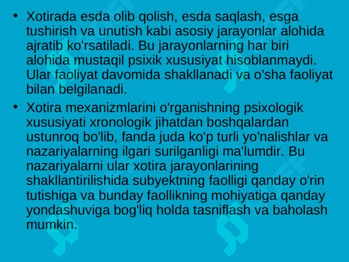 Xotira  va uning xususiyatlari 3