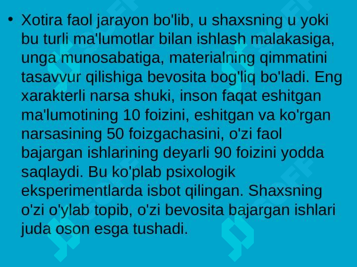 Xotira  va uning xususiyatlari 4