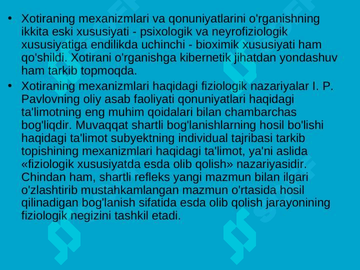 Xotira  va uning xususiyatlari 5