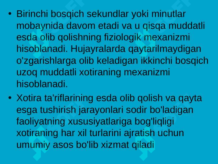 Xotira  va uning xususiyatlari 7