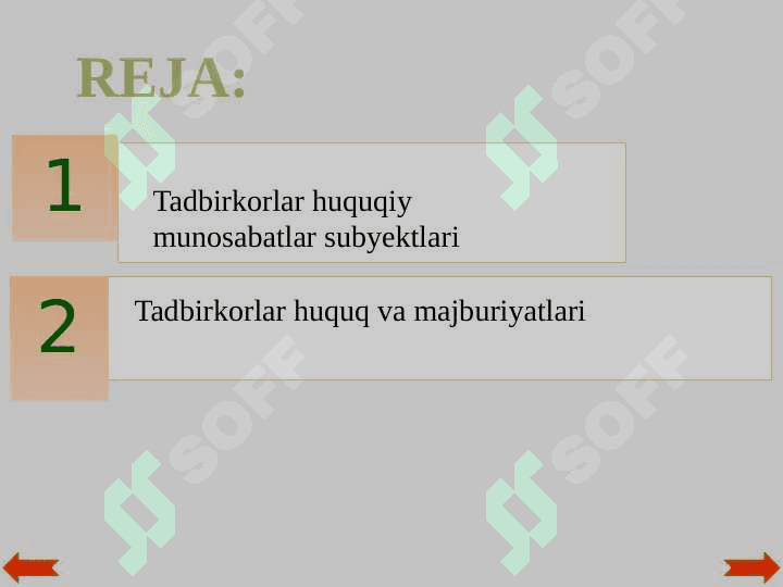 Tadbirkorlik subyektlarining huquq va majburiyatlari 2