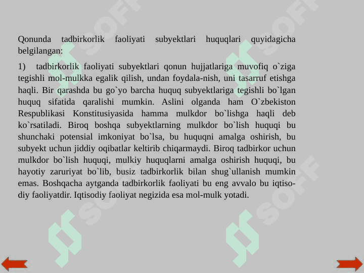 Tadbirkorlik subyektlarining huquq va majburiyatlari 8