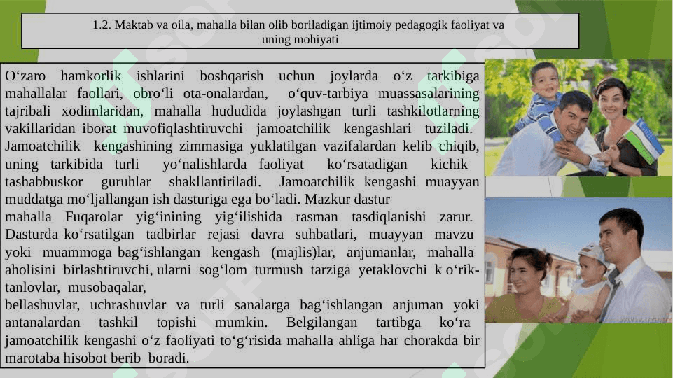 Maktab, oila va mahalla bilan hamkorlikda olib boriladigan ijtimoiy hamkorlik faoliyati 7