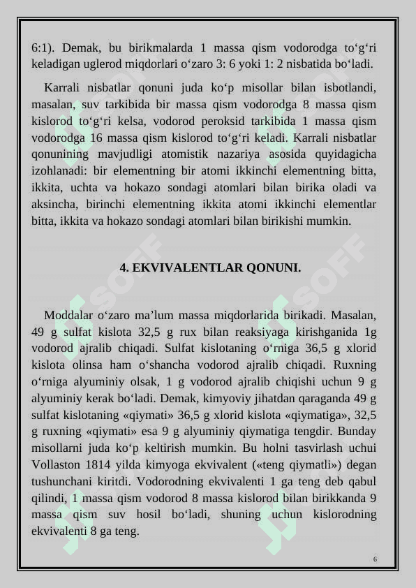Kimyoning asosiy qonunlari va tushunchalari 6