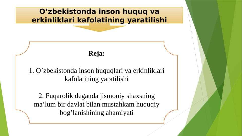 O’zbekistonda inson huquq va erkinliklari kafolatining yaratilishi