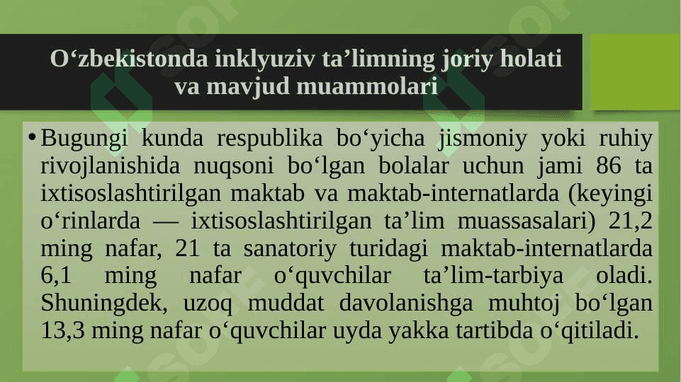 Inklyuziv taʼlimni amalga oshirish jarayoni yordamida muhtoj bolaning shaxsini rivojlantirishning xususiyatlari 2