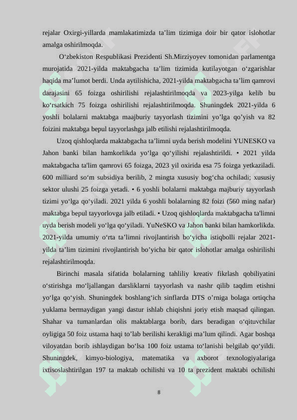 Maktab ta’limini rivojlantirishning moliyaviy masalalari 8