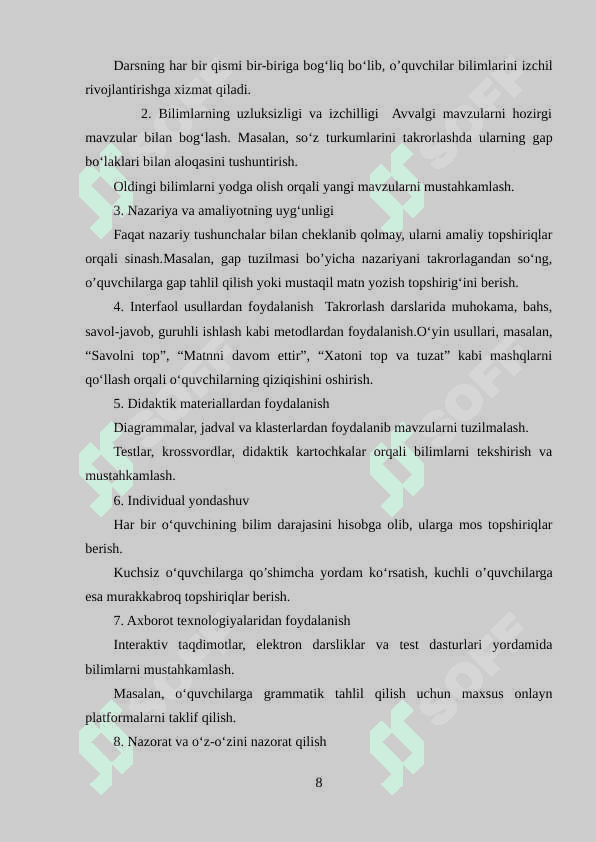 ONA TILIDAN TAKRORLASH DARSLARINI TASHKIL ETISH METODIKASI 8