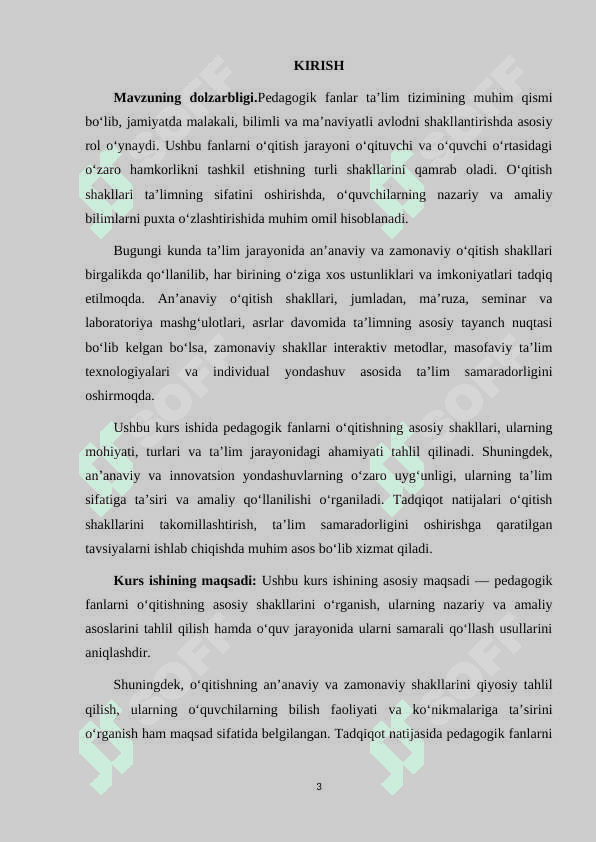 PEDAGOGIK FANLARNI OʻQITISHNING ASOSIY SHAKLLARI 3