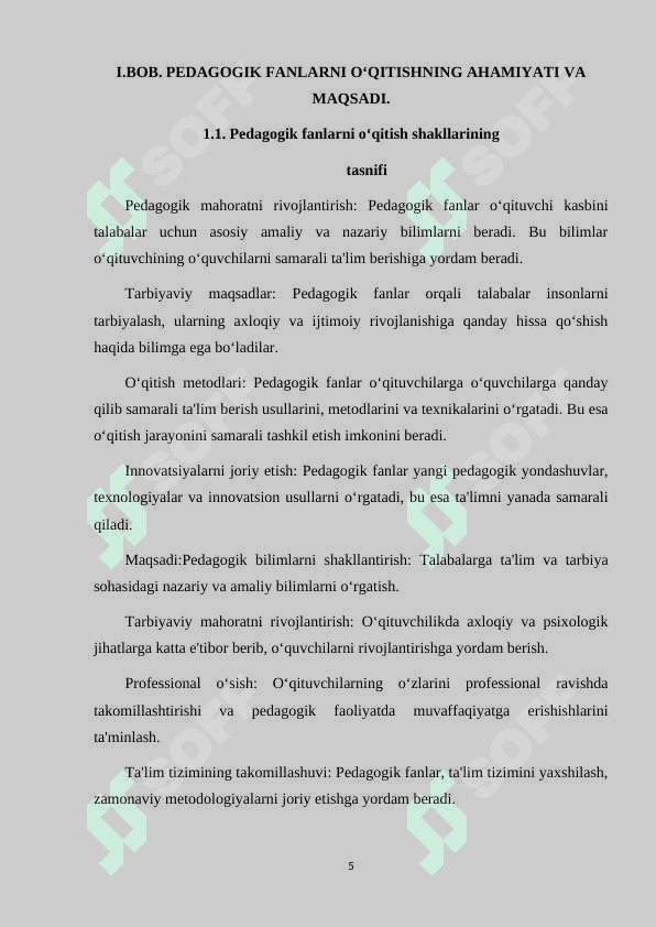 PEDAGOGIK FANLARNI OʻQITISHNING ASOSIY SHAKLLARI 5