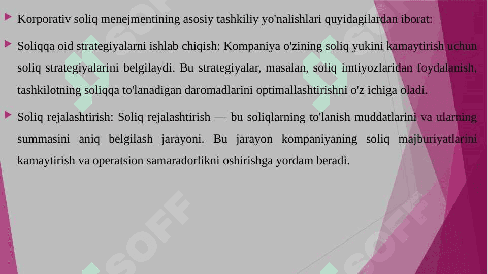 KORPORATIV SOLIQ MENEJEMENTI VA UNING TASHKILIY YO'NALISHLARI 4