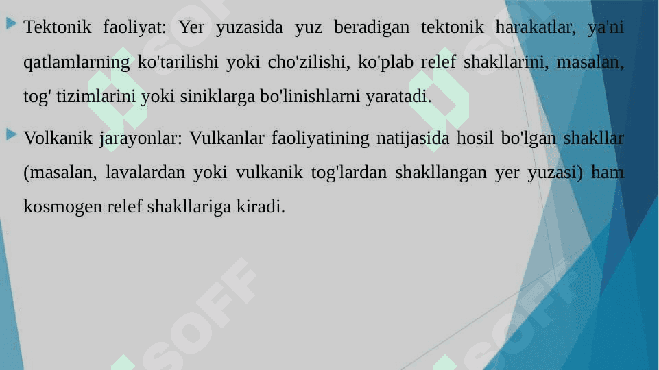KOSMOGEN RELEF SHAKLLARINI TAHLIL QILISH 8