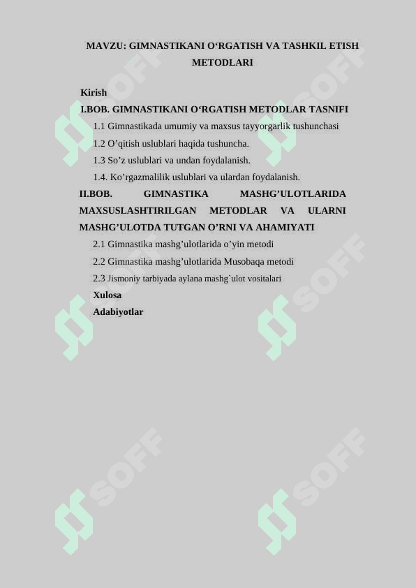GIMNASTIKANI O‘RGATISH VA TASHKIL ETISH METODLARI 2