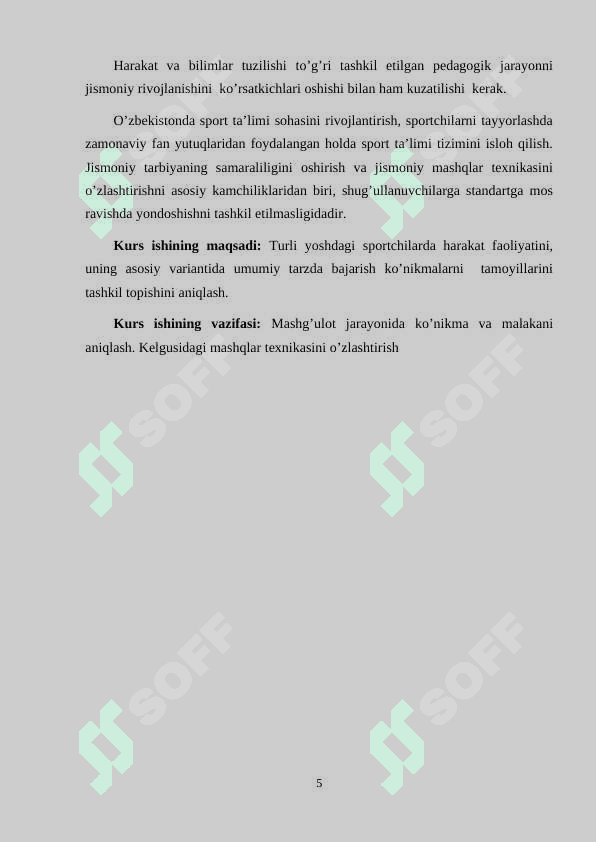 O‘RGATISH BOSQICHLARINING ASOSIY YO‘NALISHI VA  XUSUSIYATI 5