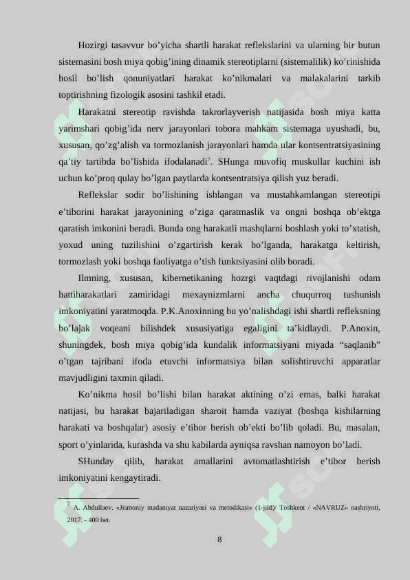 O‘RGATISH BOSQICHLARINING ASOSIY YO‘NALISHI VA  XUSUSIYATI 8