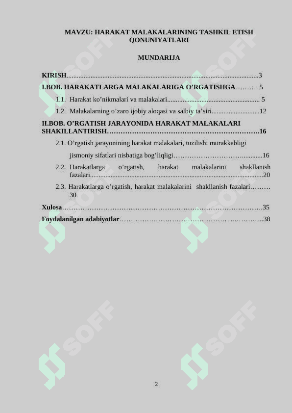 HARAKAT MALAKALARINING TASHKIL ETISH QONUNIYATLARI 2