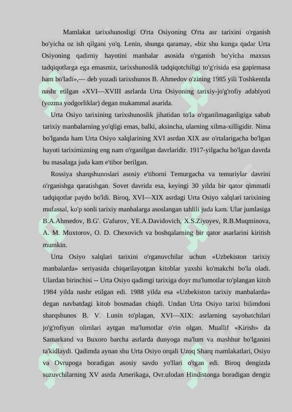 O'rta Osiyoning XVI-XIX asrlar tarixi tarixshunosligi 2