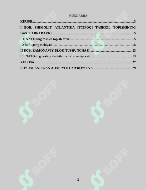 SHIMOLIY ATLANTIKA (NATO) BLOKINING VUJUDGA KELISH SABABLARI VA OQIBATLARI 2