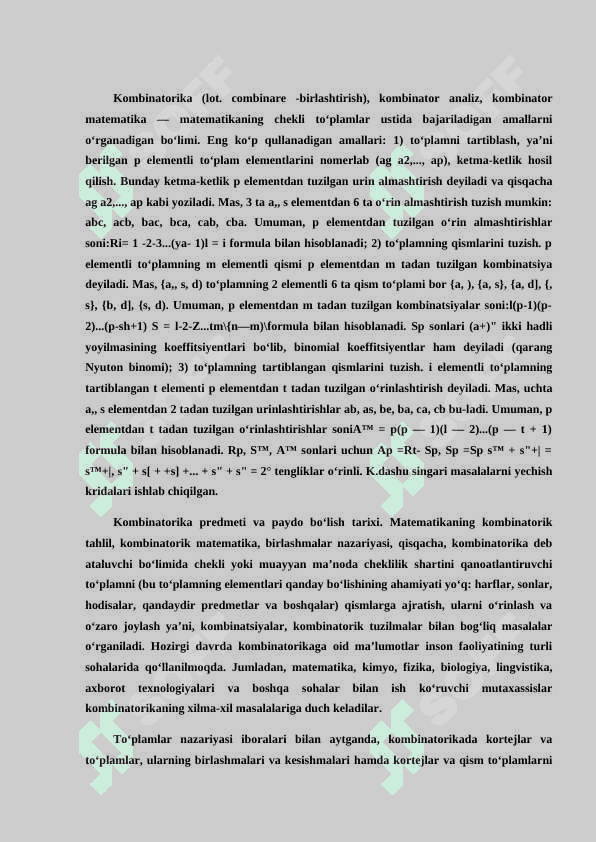Kombinatorika fani rivojlanish tarixi. 3
