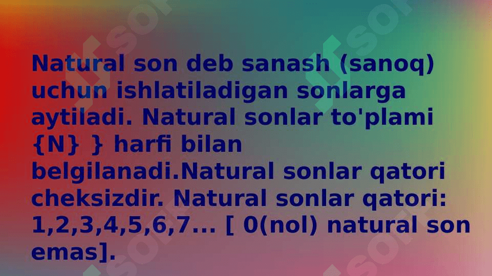 Natural sonni miqdorlarini o`lchash natijasi sifatida qaralishi nazariyasini o`rganish. 3