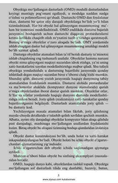 Obyektga yoʻnaltirilgan dasturlash 5