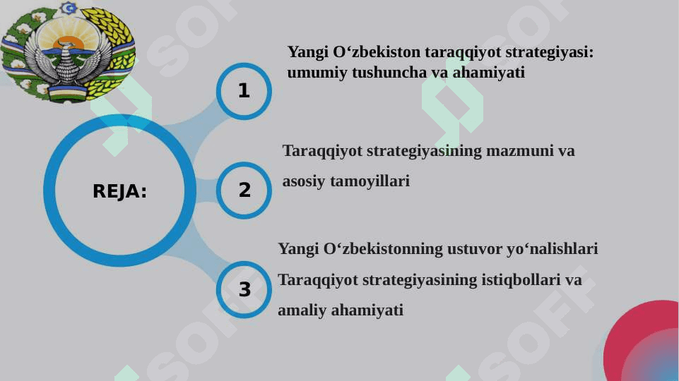 Yangi Òzbekistonning taraqqiyot strategiyasining mazmun mohiyati va ustuvor yo'nalishlari 2