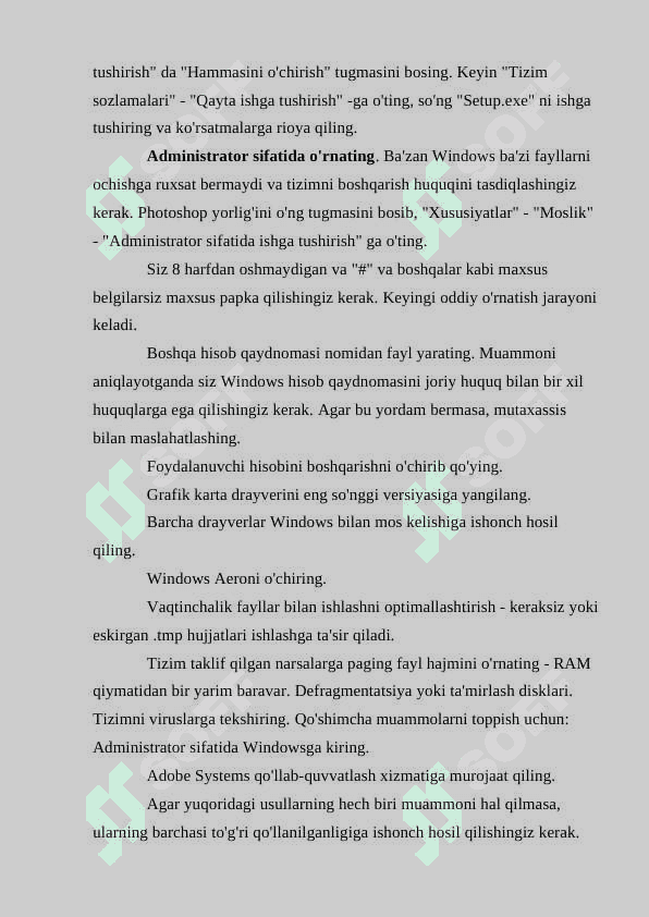 ADOBE PHOTOSHOP DASTURINI KOMPYUTERGA O’RNATISH VA DASTUR USKUNALAR PANELI HAQDA  MA’LUMOT 6
