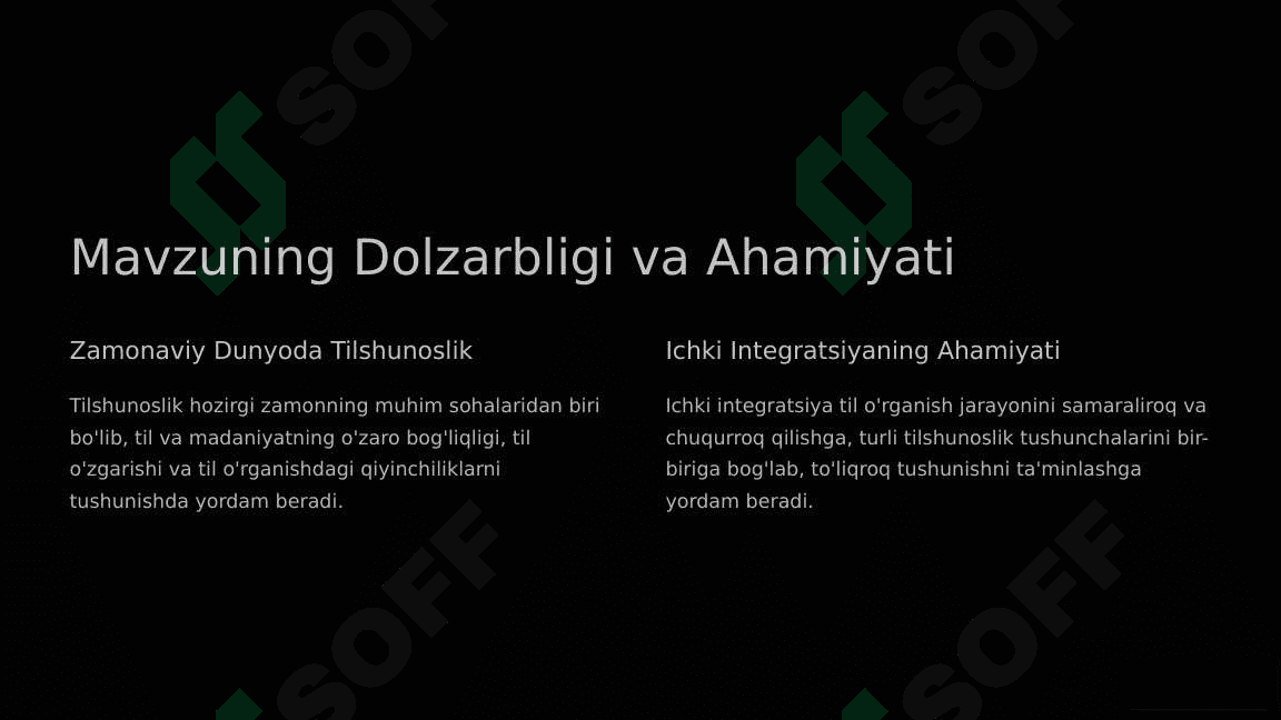 Tilshunoslik Masalalarini O'rganishda Ichki Integratsiya 2