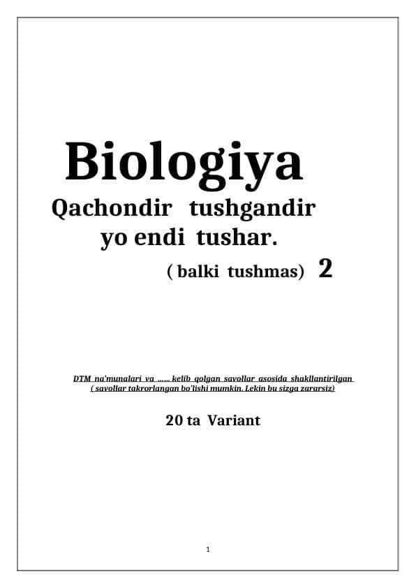 Biologiya - Tushgan - tushmagan 2