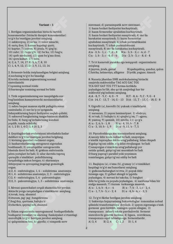 Biologiya - Tushgan - tushmagan 2 2