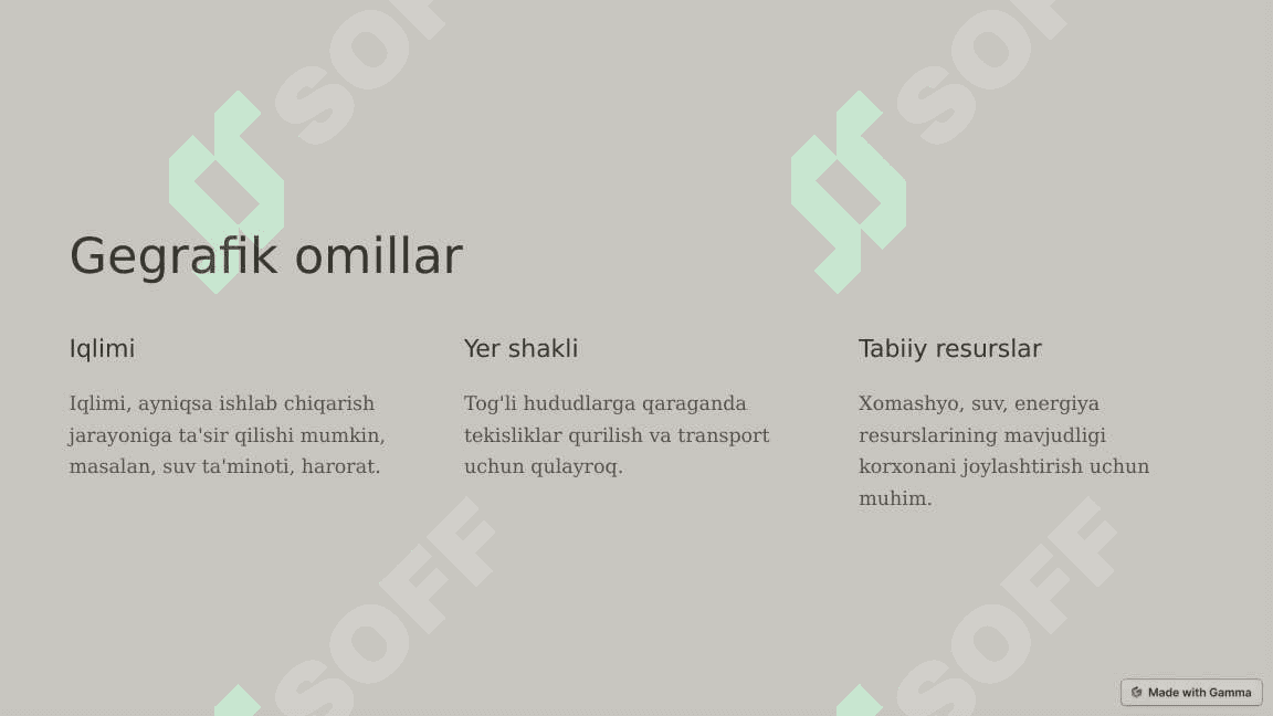 Korxonalarni joylashtirish: Mohiyati, ahamiyati va omillari 3