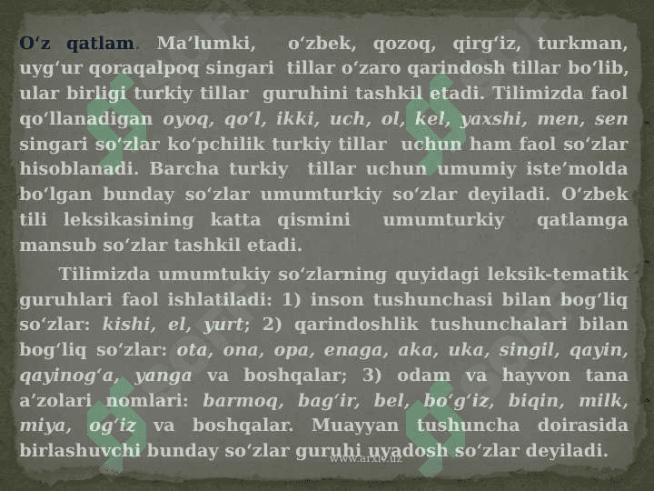 Leksikologiya o'z va o'zlashma qatlam 2