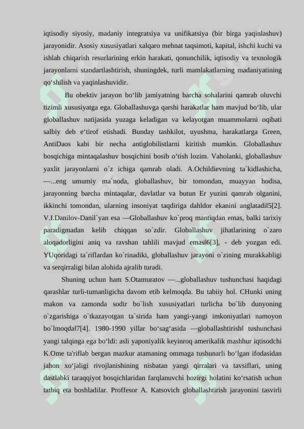 Globallashuv. Globallashuv konsepsiyalari. 3
