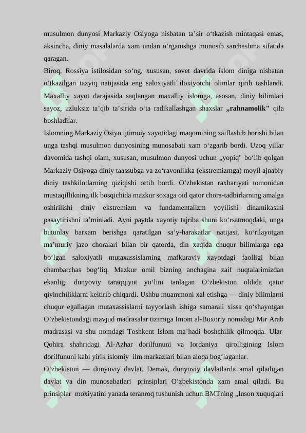 O‘zbekistonda davlat va din munosabatlariga doir qonun hujjatlari. 4
