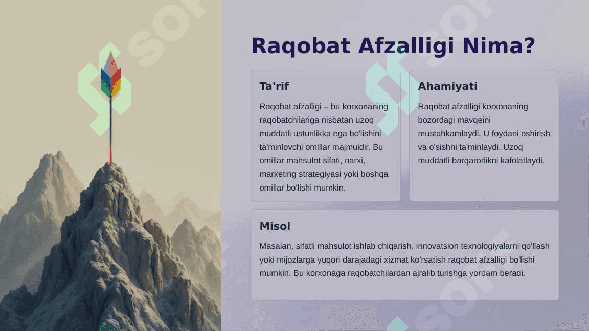 Korxonaning Raqobat Afzalligi 2