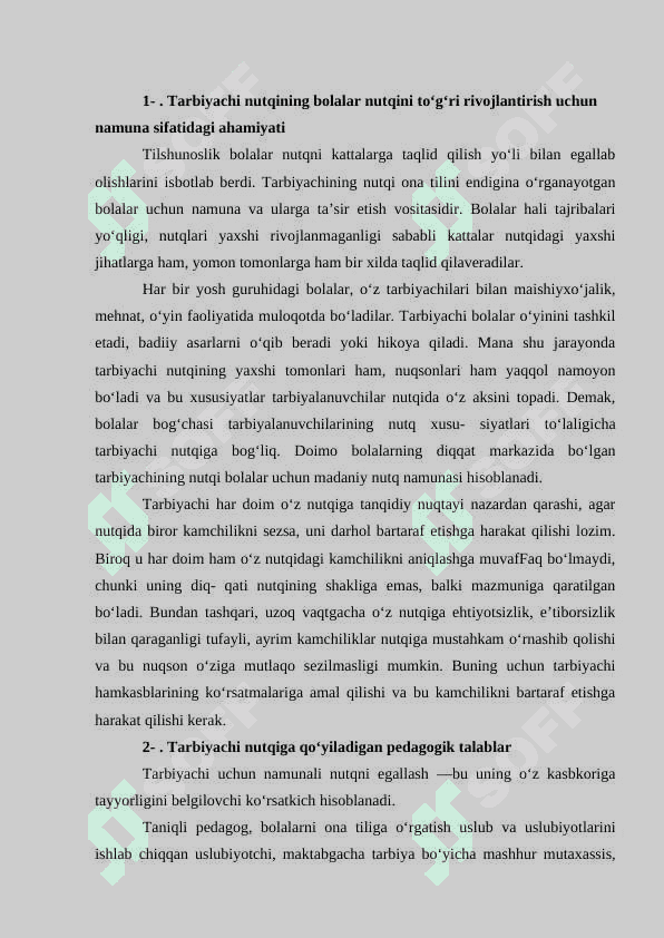 Tarbiyachi nutqi bolalar nutqini to'g'ri rivojlantirish uchun namuna ekanligi 3