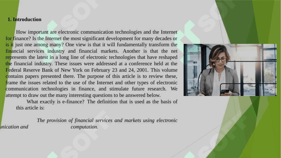 A look att the field of e-finance 2