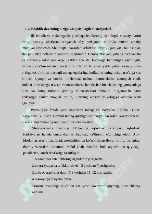 Go‘daklik davrining psixologik xususiyatlari 3