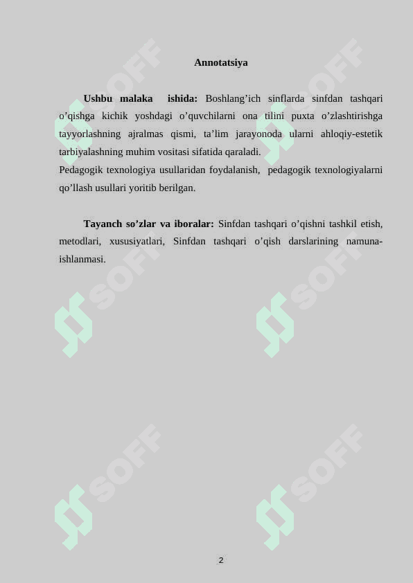 Sinfdan tashqari asosiy bosqich darslarini tashkil etish 2