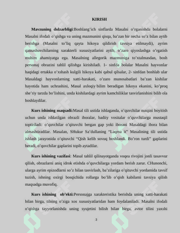 4-sinf ona tili va o’qish savodxonligi darslarida masal oʻtishda innovatsion pedagogik texnologiyalardan foydalanish metodikasi. 3