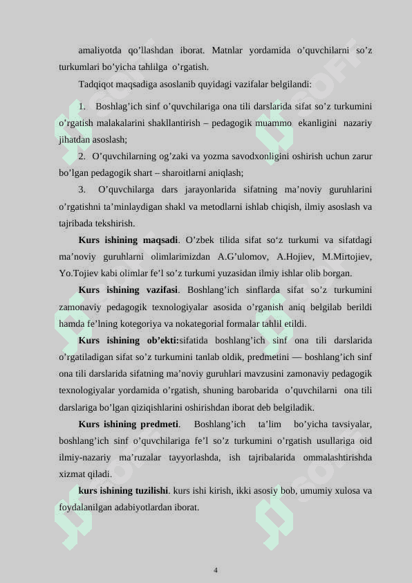 3-sinf ona tili va o’qish savodxonligi darslarida “Sifat” so’z turkumini o’rgatish metodikasi. 4