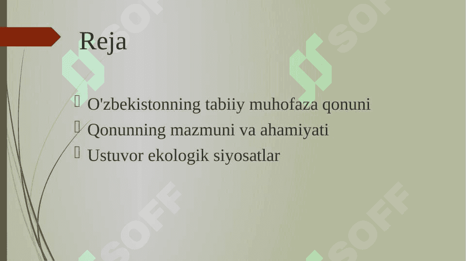 O'zbekiston Respublikasi "Tabiatni muhofaza qilish to'g'risida" gi qonuni mazmuni va ahamiyati 2