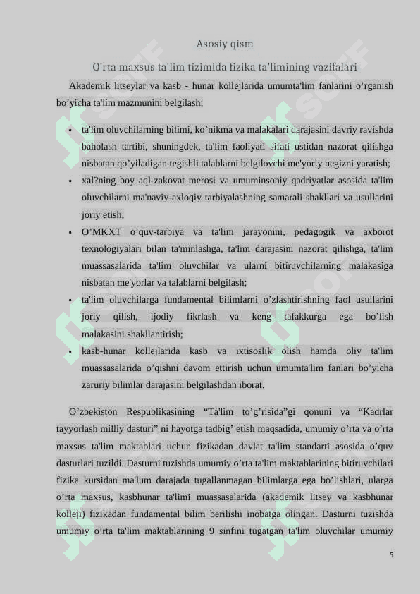 Kasbhunar kollejlarida fizikani o’qitishda talabalar kasbi xususiyatlarini hisobga olish 5