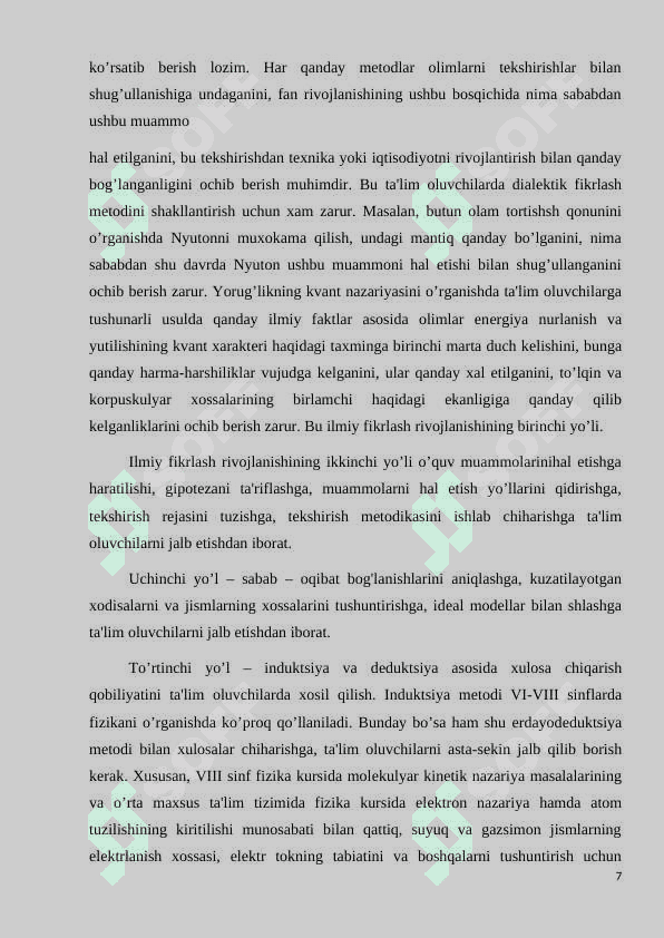 Kasbhunar kollejlarida fizikani o’qitishda talabalar kasbi xususiyatlarini hisobga olish 7
