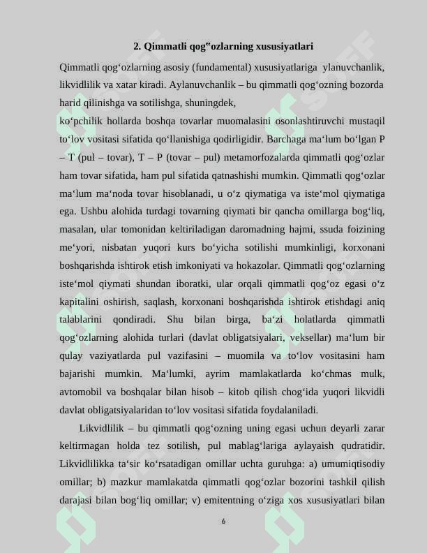 hosilaviy qimmatli qog'ozlarning qo'llanish xususiyatlari va korporativ tuzilmalar faoliyat samaradorligini oshirishdagi ahamiyati 6